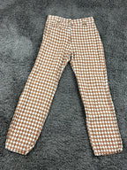 Billabong Womens Brown Checkerboard Diamond High Rise Linen Blend Pants Sz 25