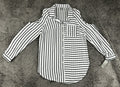 Valerie Stevens Womens Striped Button Up Cold Shoulder Blouse Shirt Sz M NWT