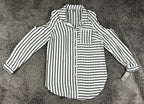 Valerie Stevens Womens Striped Button Up Cold Shoulder Blouse Shirt Sz M NWT