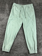 C&C California Women Jogger Pants Sage Green Elastic Waist Drawstring Size L