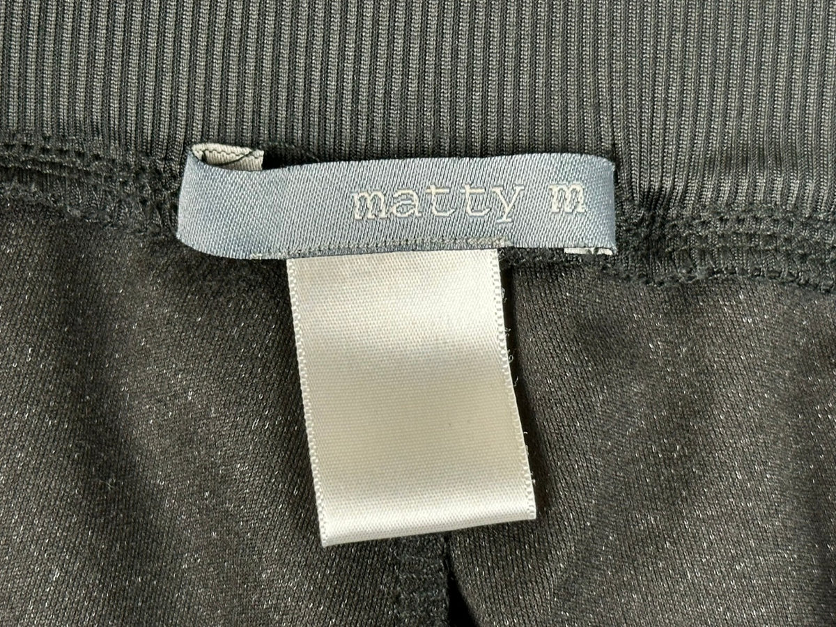 Matty M Faux Leather Jogger Pants Womens Size Medium Black Elastic Waist