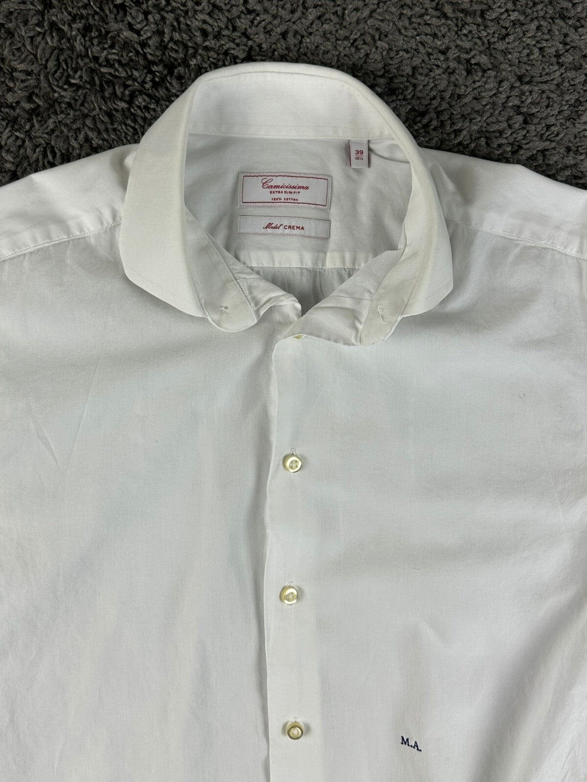 Camicissima Milano Dress Shirt Mens 39/15.5 White Extra Slim Fit Model Crema