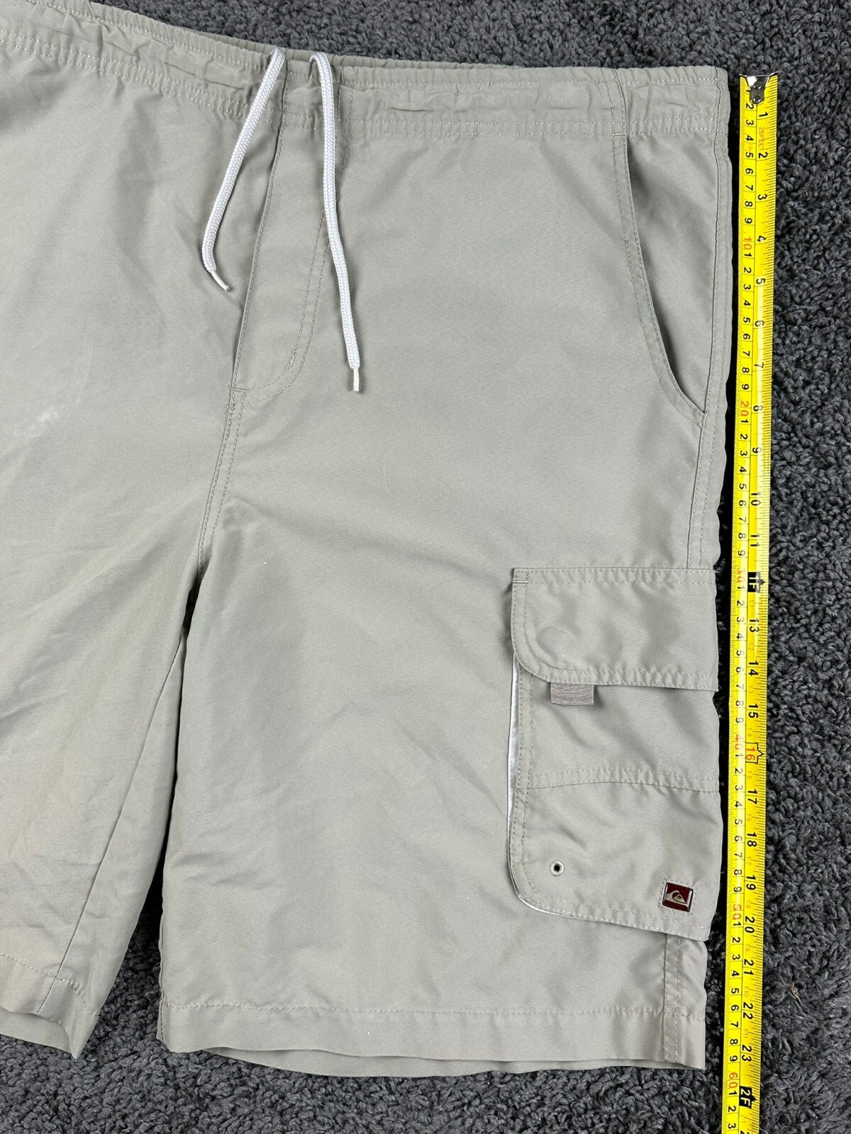 Vintage Quiksilver Cargo Shorts Men 41 Waist Tan Drawstring Y2K Sz L