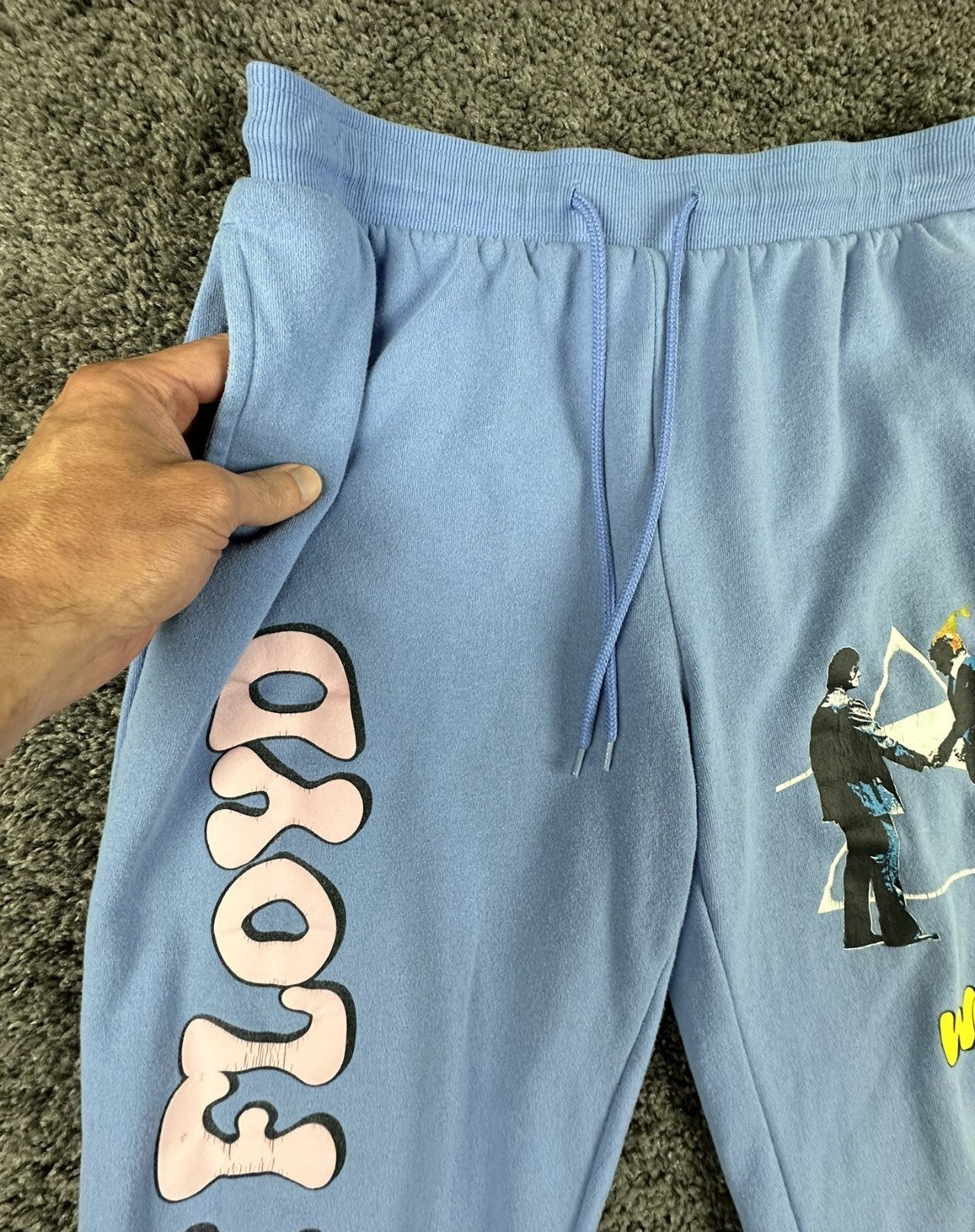 Pink Floyd Wish You Were Here Sweatpants Unisex Blue Graphic Joggers Sz L