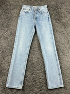 AGOLDE Womens 23 Riptide Lana Straight Leg Distressed Organic Cotton Jeans