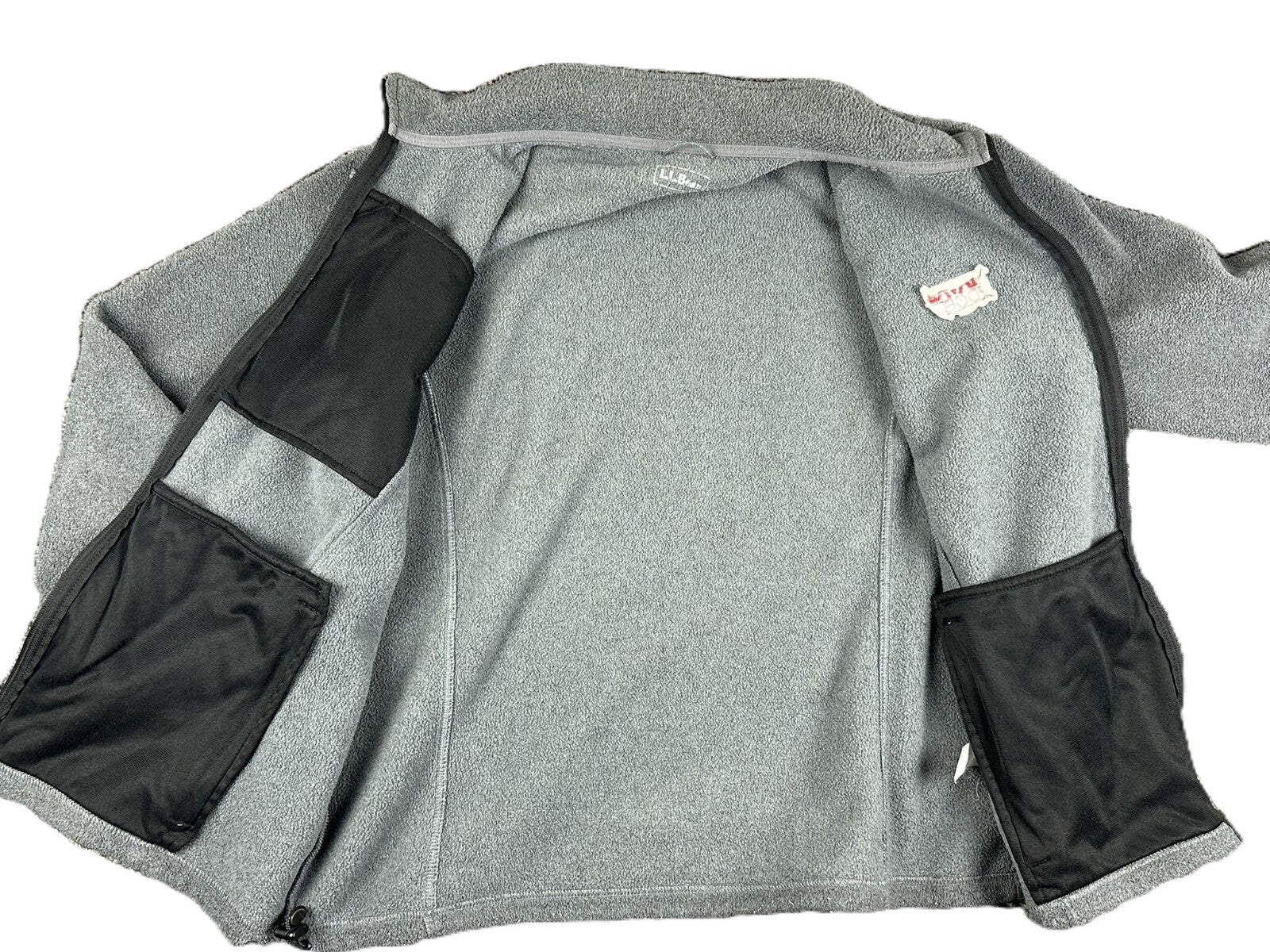 LL Bean Polartec Fleece Jacket Mens Gray Full Zip Pathfinder Havas Edge Sz Large
