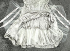 Betsy & Adam Womens 6 Silver Metallic Lace Rhinestone Tulle Cocktail Party Dress