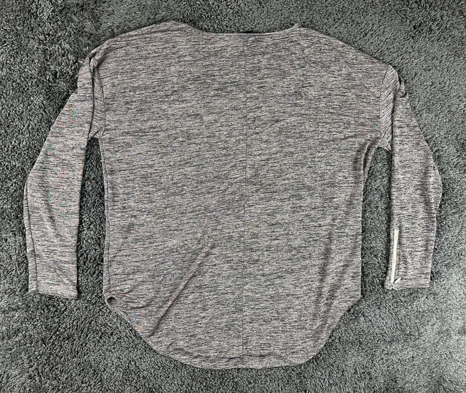 Armani Exchange Womens Large Long Sleeve Sweater Top Space Dye Gray Zip Cuffs