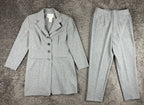 Vintage Dani Max Lois Snyder Pant Suit Womens 12P Gray Long Blazer Tapered Pants