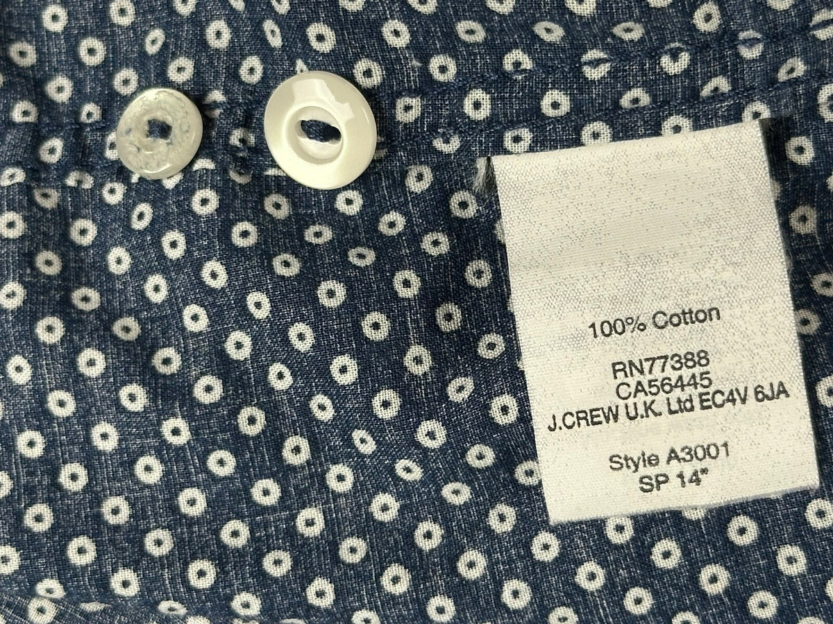 J.Crew Lightweight Chambray Men's S Navy Blue Dotted Long Sleeve Button-Up Shirt