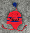 Vintage Google Employee Swag Knit Earflap Beanie Hat Red Blue Tech Merch OS