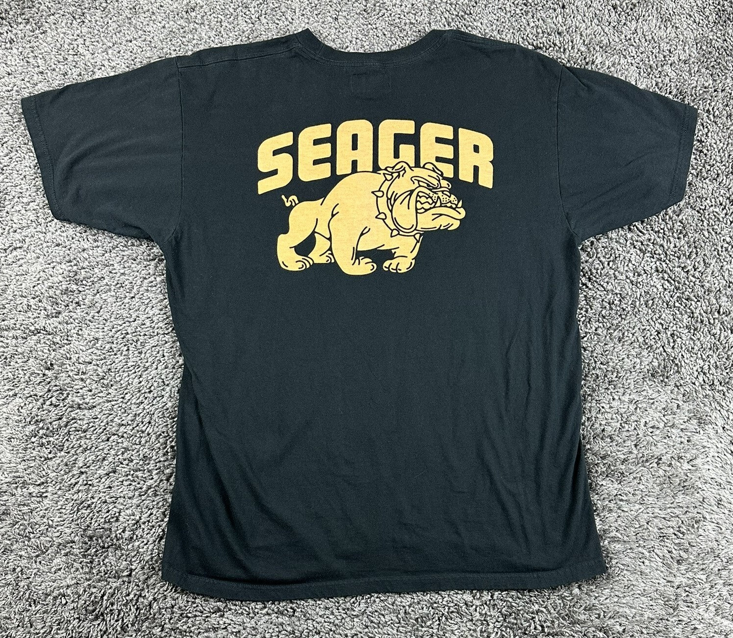 Seager Co Men's Bulldog T-Shirt Black Graphic Crew Neck Short Sleeve Cotton XL