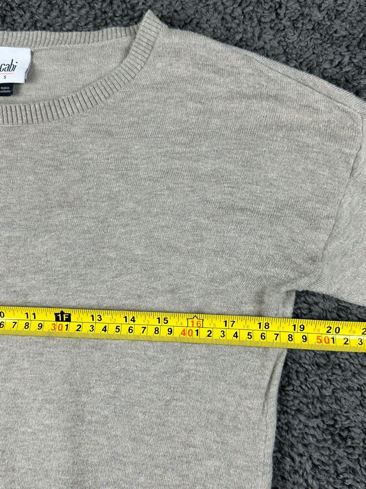 Cabi Serenade Sweater S Heather Oatmeal Ribbed Trim Tunic Lightweight Pullover