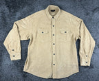 Vintage 90s True Grit Mens L Tan Chamois Button-Up Shacket Long Sleeve Shirt