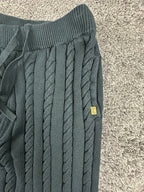 Rocawear Carlton Cable Knit Joggers Mens L Black Striped Sweatpants Sweater Knit