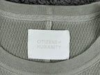 Citizens of Humanity Mens Large L Waffle Knit Thermal Long Sleeve Shirt Olive