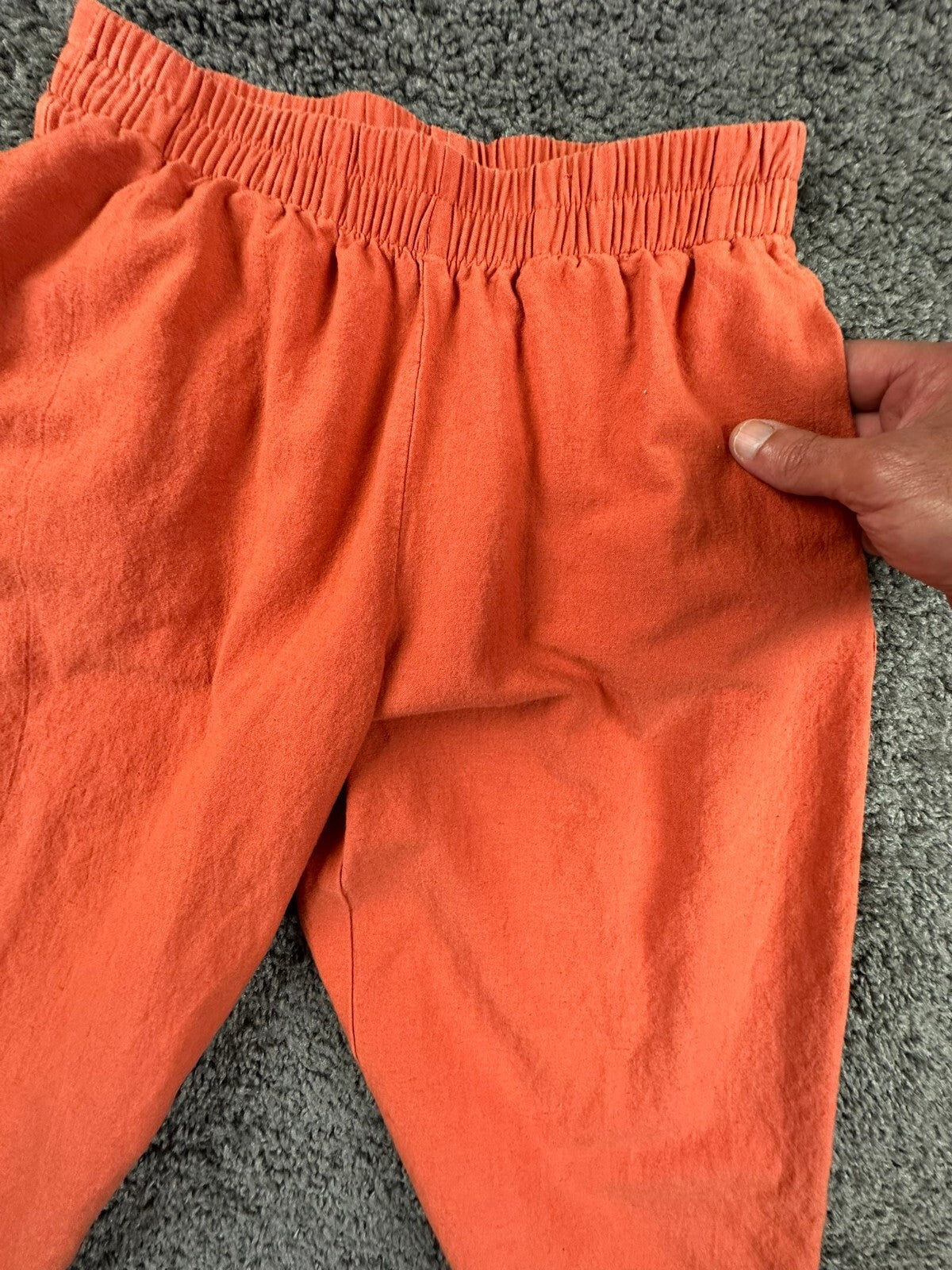 Rhythm Womens Linen Blend Wide Leg Pants Orange Sz 2 Floral Embroidered Pull On