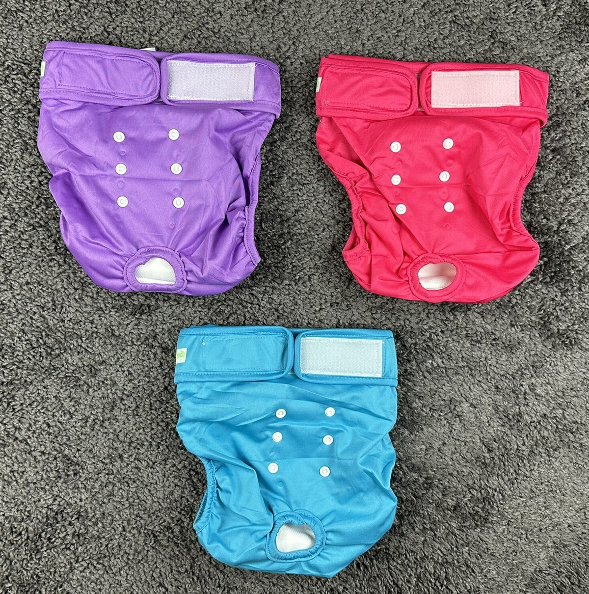 Wegreeco Washable Dog Diapers 3 Pack XL Purple Pink Blue Adjustable NWT