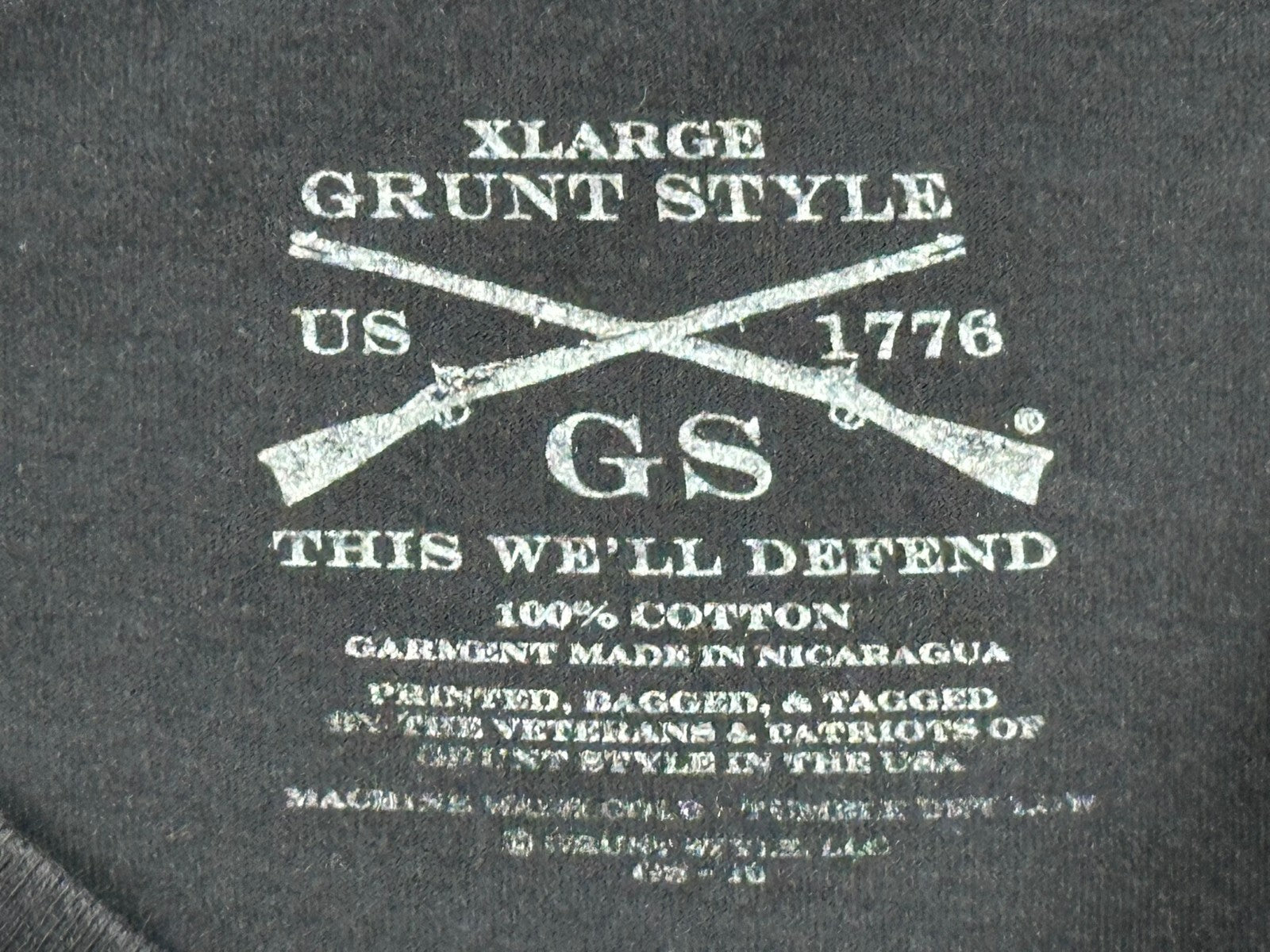 Grunt Style Black Teal Rifle Flag Graphic T Shirt 2nd Amendment USA Sz Youth XL