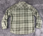 Voyager Mens Green Plaid Sherpa Lined Fleece Shirt Jacket Snap Shacket Sz Large