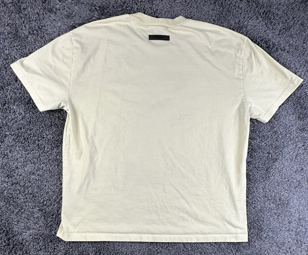Fear of God Essentials T Shirt Mens Large L Cream Beige Oversized Boxy Logo Tee