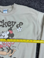 Junk Food Sweatshirt Womens S Mickey Minnie Disney Graphic Pullover Beige