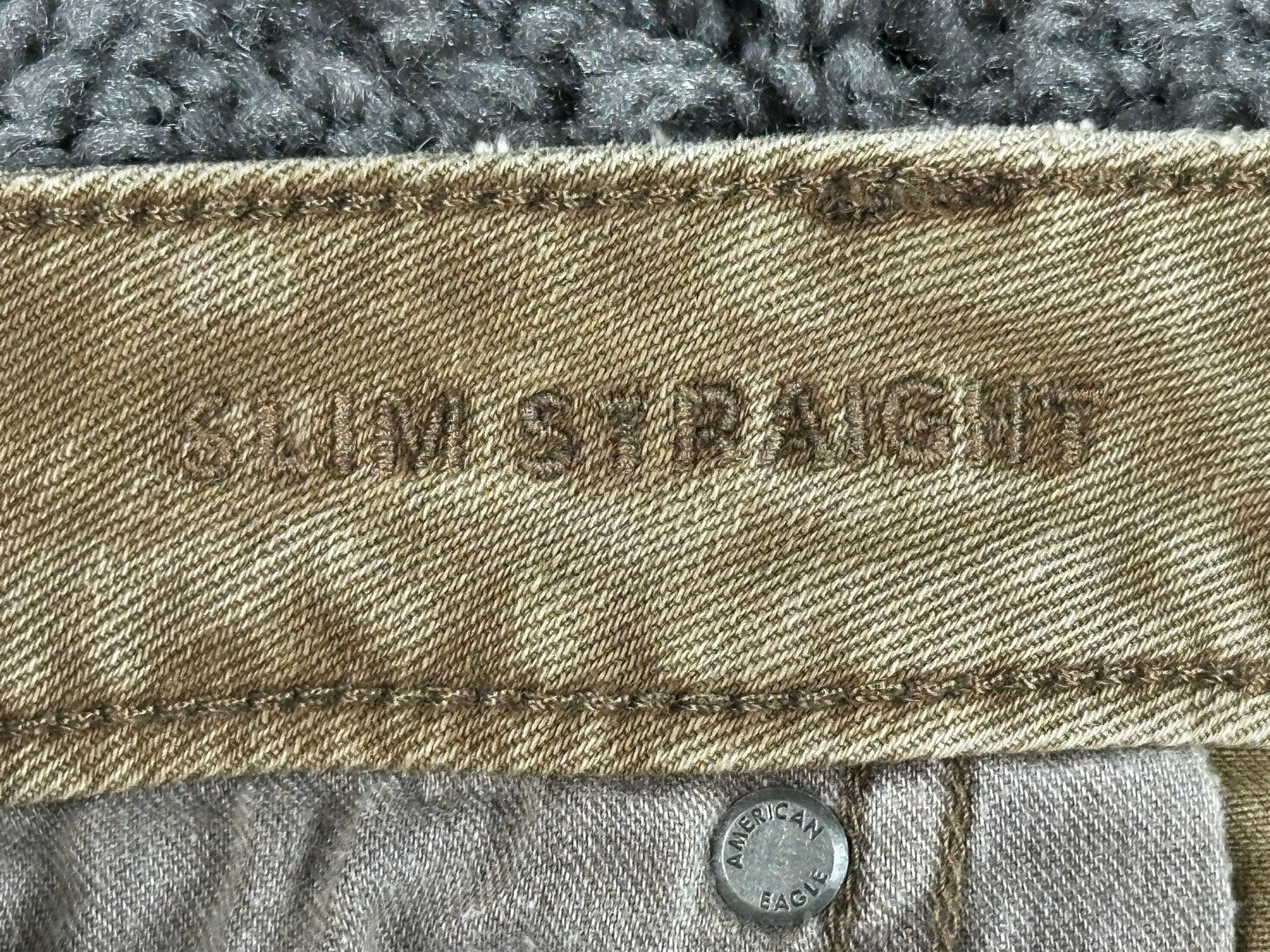American Eagle Mens AirFlex+ Jeans Tan Brown Slim Straight Stretch Denim 32x32