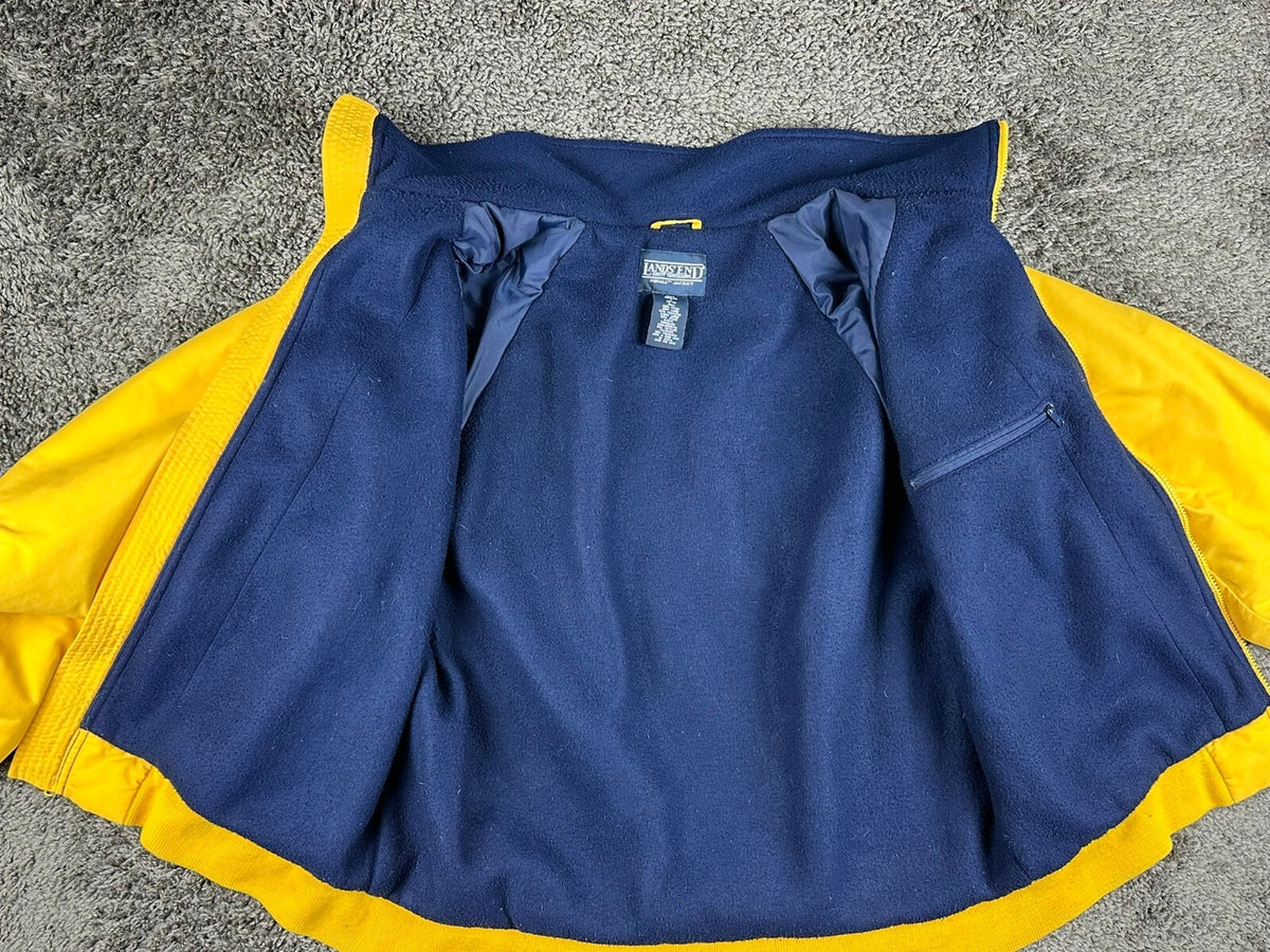Vintage Lands End Mens L Yellow Fleece Lined Thinsulate Squall Bomber Jacket