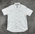 TravisMathew Men's American Flag Palm Tree Print Button-Down Shirt Large