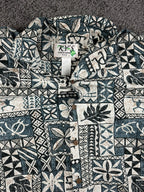 Vintage 90s KY'S Mens M Blue Tapa Print Short Sleeve Hawaiian Aloha Shirt