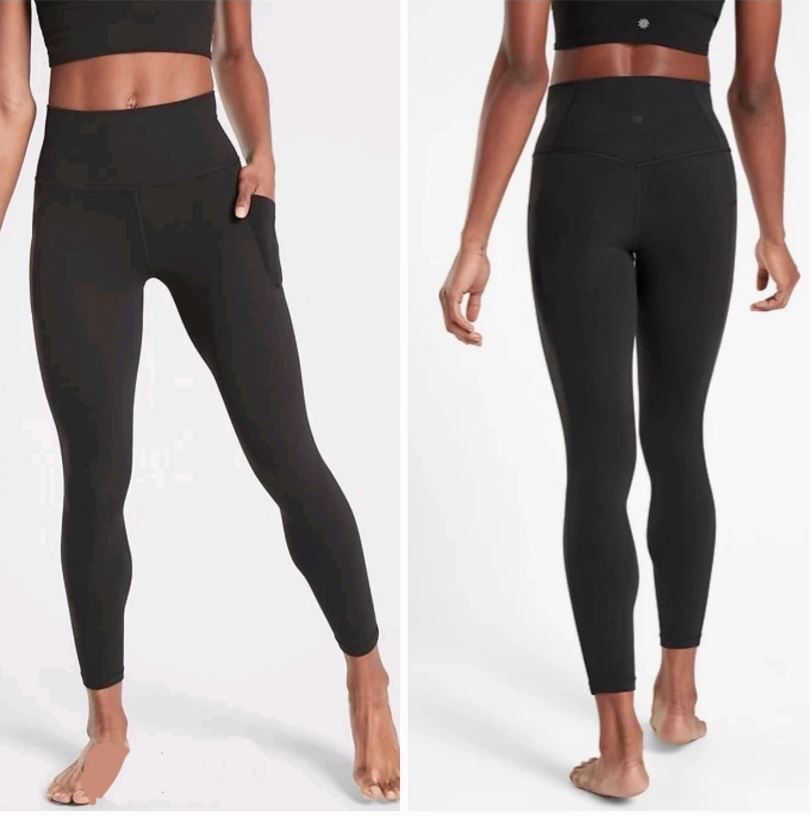 Athleta Salutation Stash Pocket II 7/8 Tight Leggings Black Large Yoga Size L