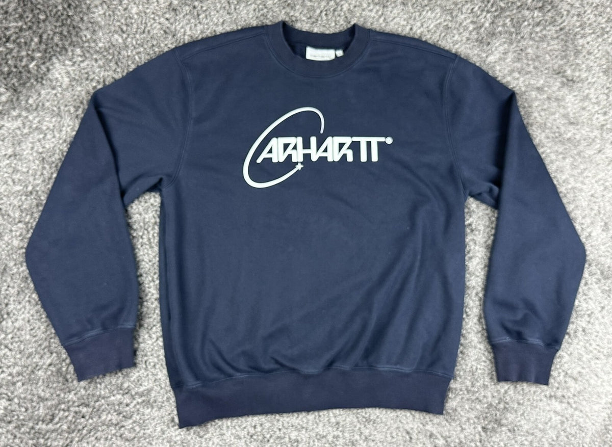 Carhartt WIP Orbit Sweat Mens Small S Navy Blue Crewneck Sweatshirt Pullover