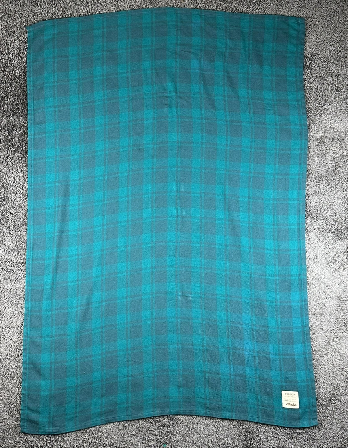 Filson Exclusively Designed for Alaska Airlines Plaid Travel Blanket Teal