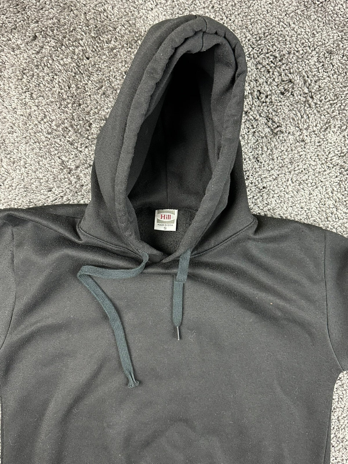 Vintage Hill Made in USA Black Pullover Hoodie Sweatshirt Mens Small Blank