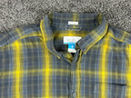 Columbia Cooper Lake Mens Plaid Shirt Yellow Gray Long Sleeve Button Down Sz XL