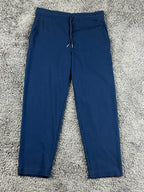 St John Womens Pants Navy Blue M Elastic Drawstring Straight Leg Stretch Knit