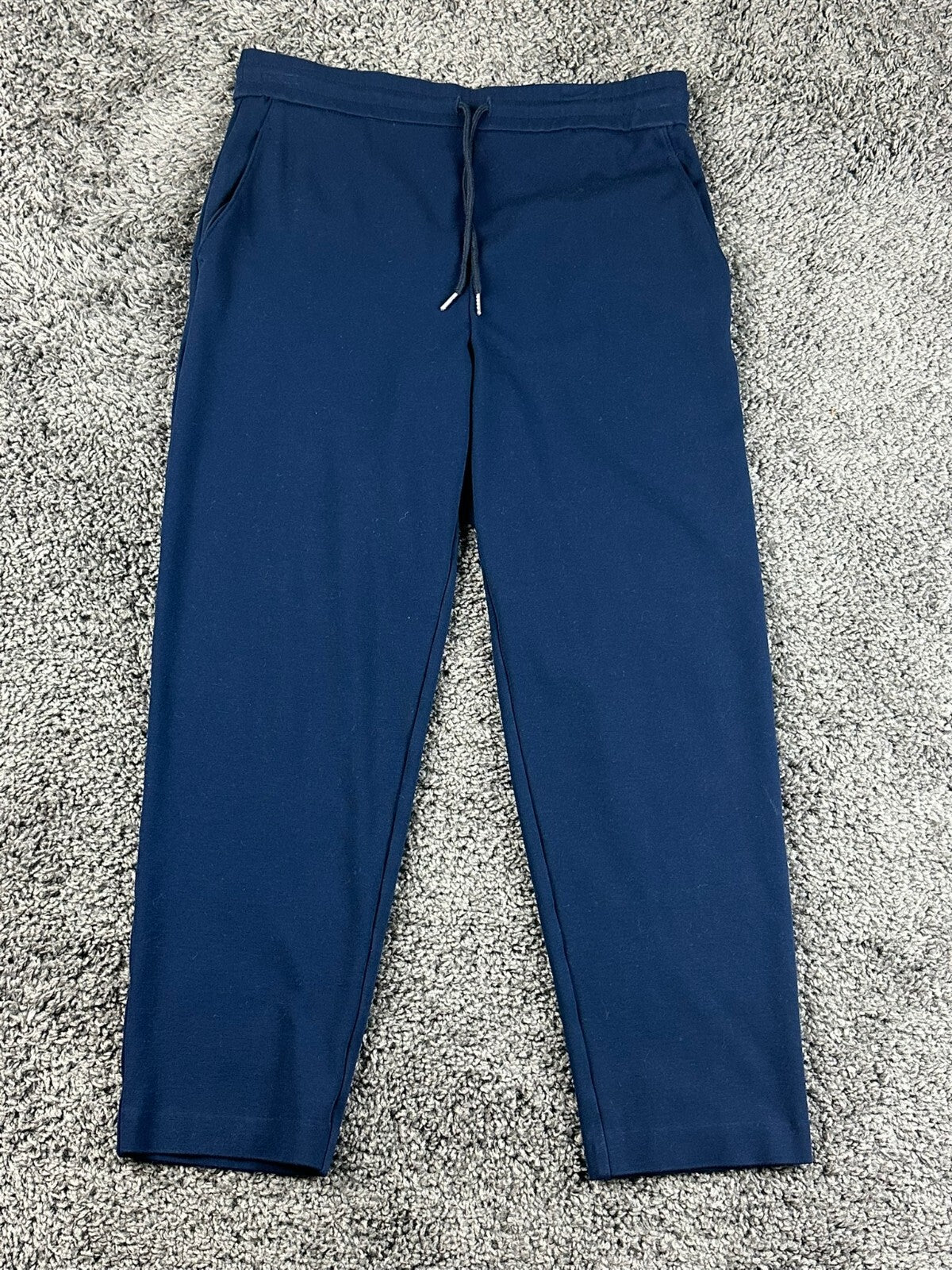 St John Womens Pants Navy Blue M Elastic Drawstring Straight Leg Stretch Knit