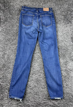 J.Crew Jeans Womens 27 Lookout High Rise Skinny Blue Distressed Hem