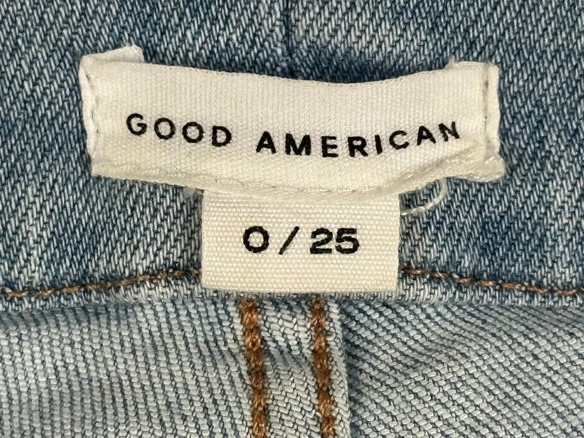 Good American Womens 0/25 Light Wash Good Legs Low Crop Skinny Jeans