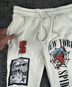 Marvel Spider-Man Origins 1962 Mens S Off White Graphic Jogger Sweatpants