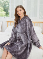 Redess Oversized Wearable Blanket Hoodie Grey Sherpa Lined Fleece Pullover OS