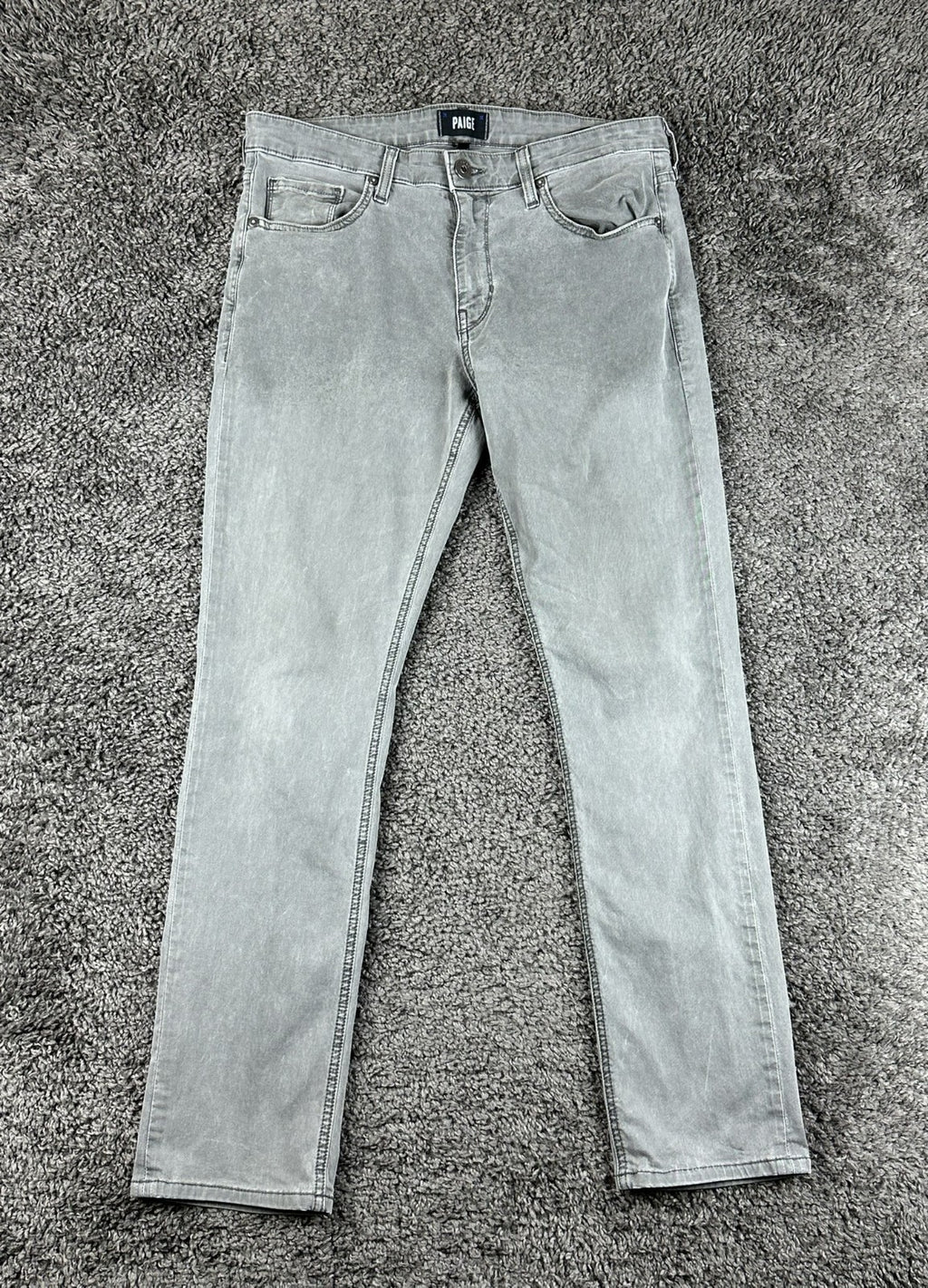 PAIGE Mens 32 Lennox Vintage Grey Sky Slim Fit Denim Jeans USA