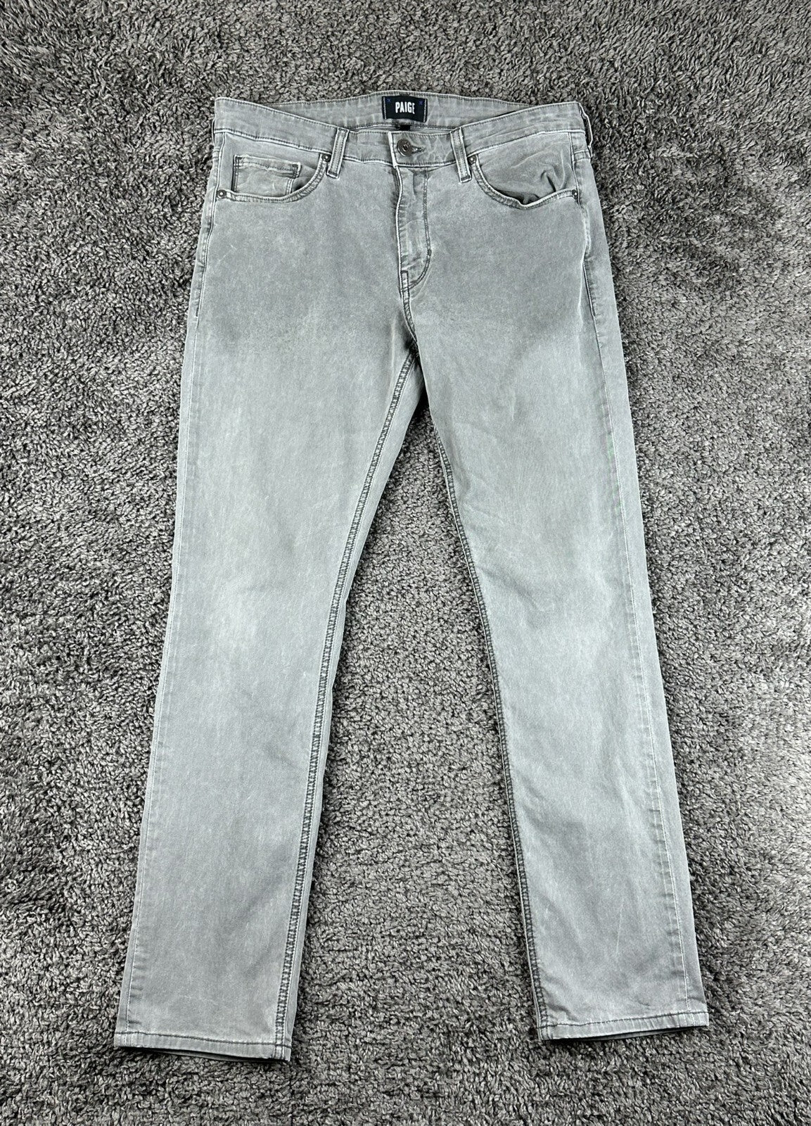 PAIGE Mens 32 Lennox Vintage Grey Sky Slim Fit Denim Jeans USA