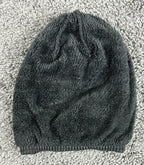 Page One Winter Beanie Hat Knit Basketweave Fleece Lined Charcoal Gray Unisex