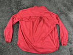 A Shirt Thing Celine Womens P Petite Small Red Cotton Ruffle V-Neck Blouse Top