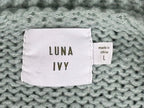 Luna Ivy Women's Large Mint Green 3D Floral Applique Button Cardigan Sweater