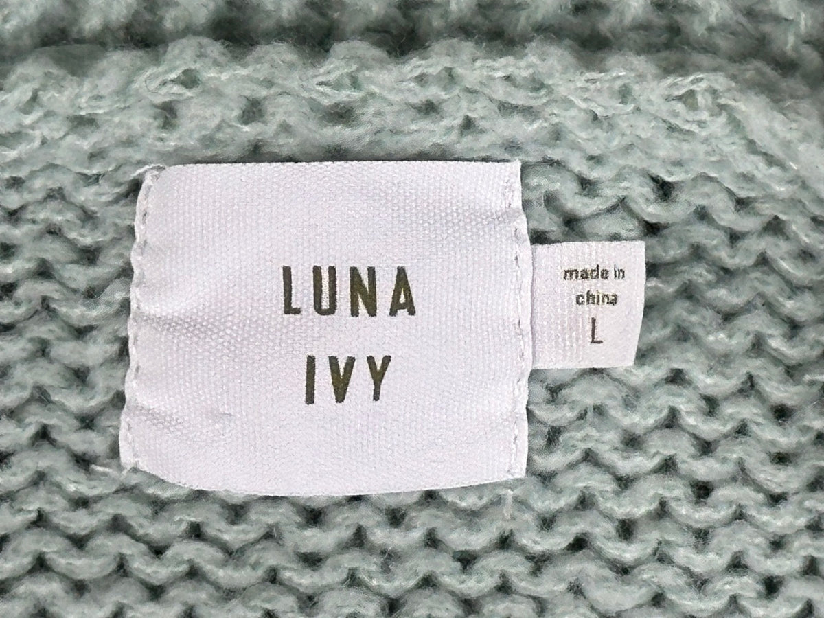 Luna Ivy Women's Large Mint Green 3D Floral Applique Button Cardigan Sweater