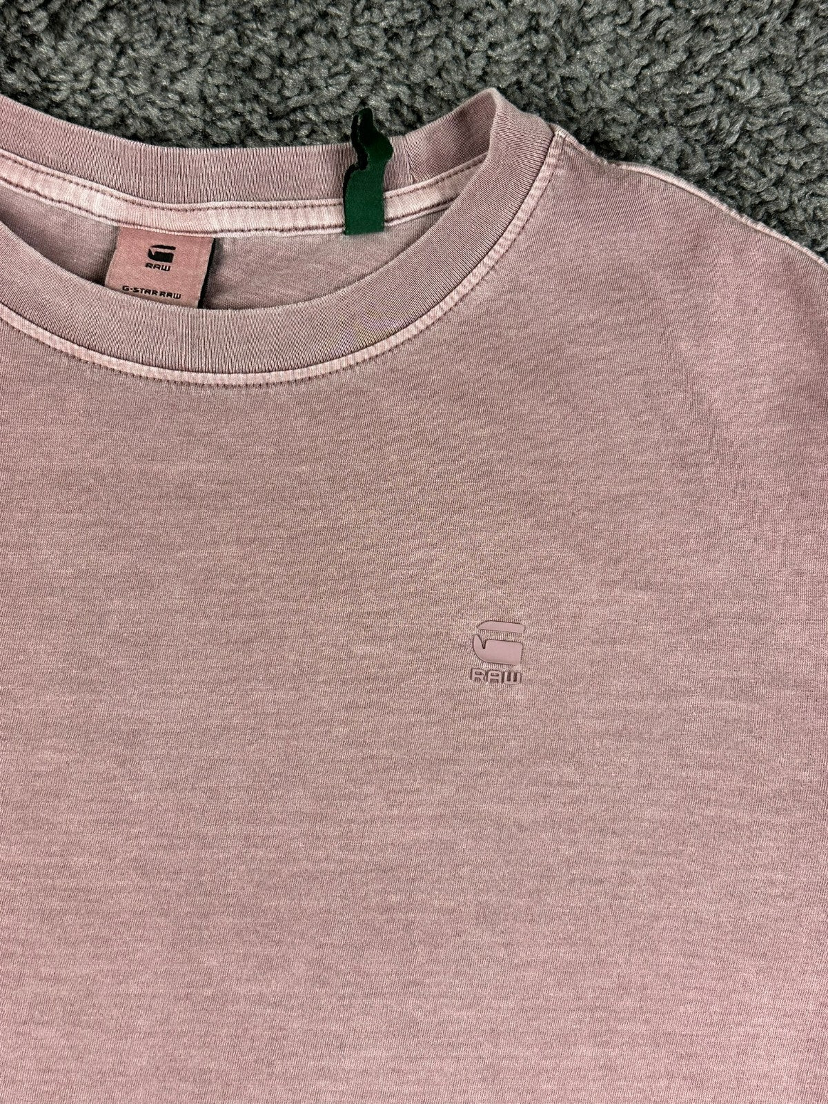 G-Star RAW Lash Men's Extra Large XL Long Sleeve T-Shirt Mauve Curved Hem