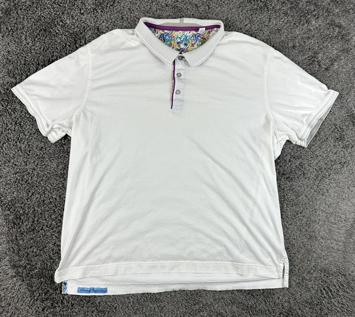 Robert Graham Mens 2XL White Aaron Paisley Contrast Knit Polo Shirt Rare