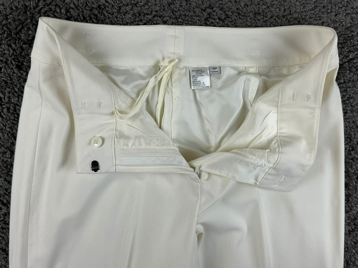 Tahari Arthur S Levine Womens Ivory Pant Suit Set Blazer 12P Pants 10P White